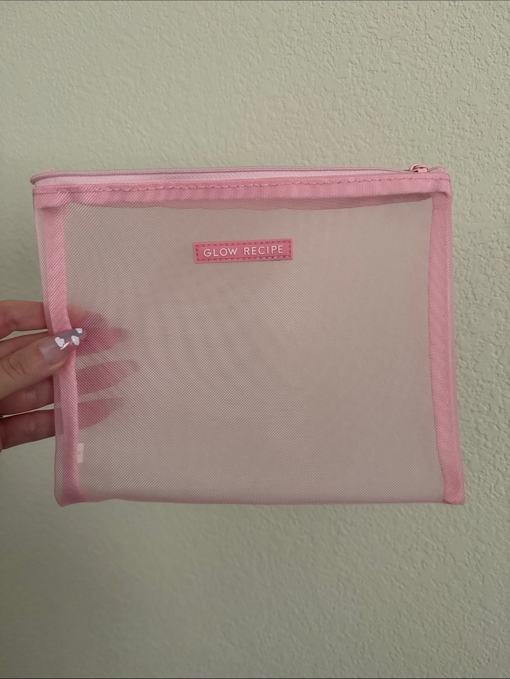 Glow Recipe Light Pink Mesh Pouch with Logo
